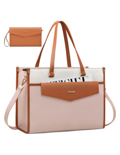 Bolsa Tote para Portátil LOVEVOOK 15.6" Beige-Café-Rosa