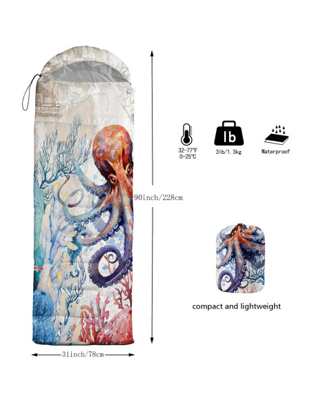 Saco de dormir AILONEN rosa 3 estaciones 79x229cm impermeable