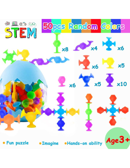 50 Juguetes de Succión Sensoriales CreateView para Niños 3+