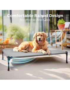 Cama Elevada para Perros Veehoo Gris Plateado 56x43x18 cm 2