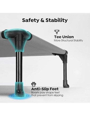 Cama Elevada para Perros Veehoo Gris Plateado 56x43x18 cm