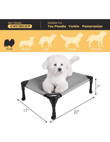 Cama Elevada para Perros Veehoo Gris Plateado 56x43x18 cm