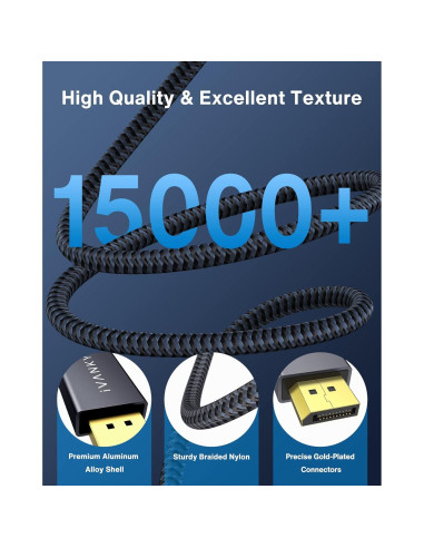 Cable DisplayPort IVANKY 0.5M Trenzado 4K 165Hz DP 1.2