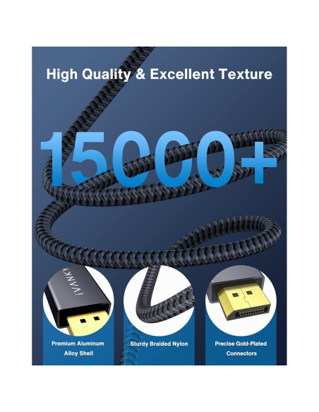 Cable DisplayPort IVANKY 0.5M Trenzado 4K 165Hz DP 1.2