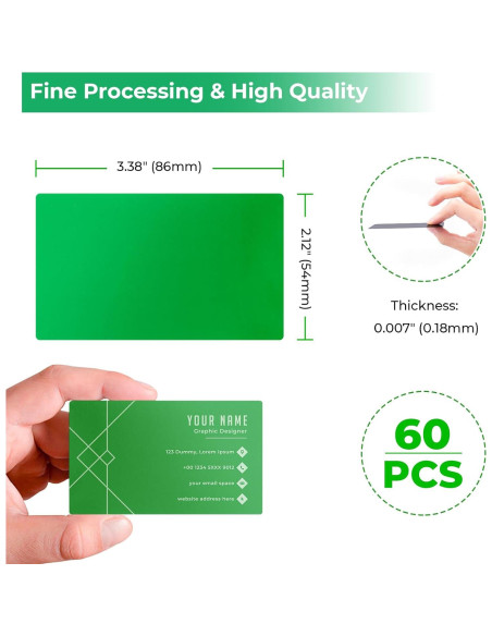 Tarjetas de Metal Verde para Negocios xTool 60 Pcs 8.6x5.4 cm
