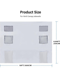 Paredes Laterales para Canopy MALOROY 3 Paneles 10x10 PIES 2