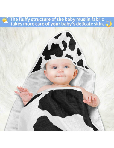 Toalla con Capucha WELLDAY 100% Algodón 76x76 cm Estampado Vaca