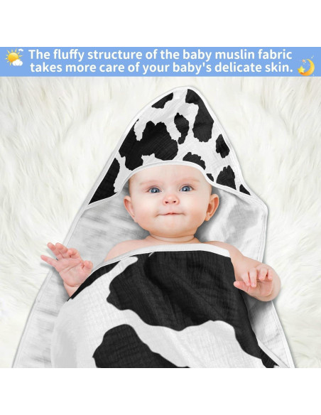 Toalla con Capucha WELLDAY 100% Algodón 76x76 cm Estampado Vaca