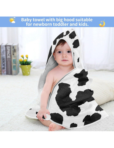 Toalla con Capucha WELLDAY 100% Algodón 76x76 cm Estampado Vaca