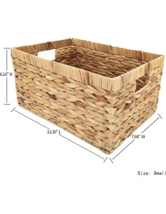 Caja de Almacenamiento de Mimbre Natural KINGWILLOW 31x19.5x15.5cm 2
