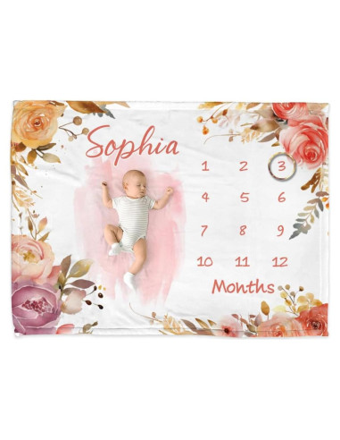 Manta de Hitos Floral Personalizada Genérico 127x152 cm