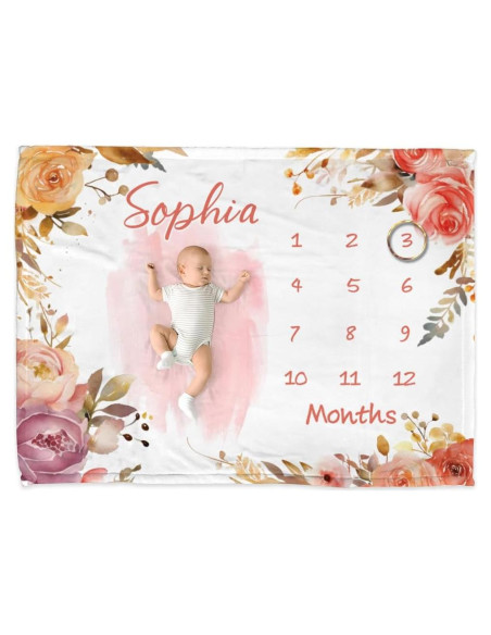 Manta de Hitos Floral Personalizada Genérico 127x152 cm