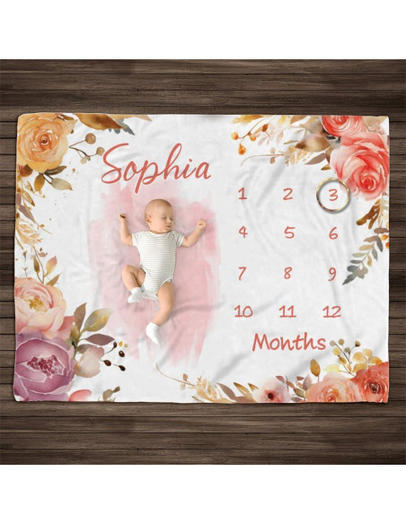 Manta de Hitos Floral Personalizada Genérico 127x152 cm