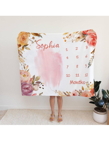 Manta de Hitos Floral Personalizada Genérico 127x152 cm