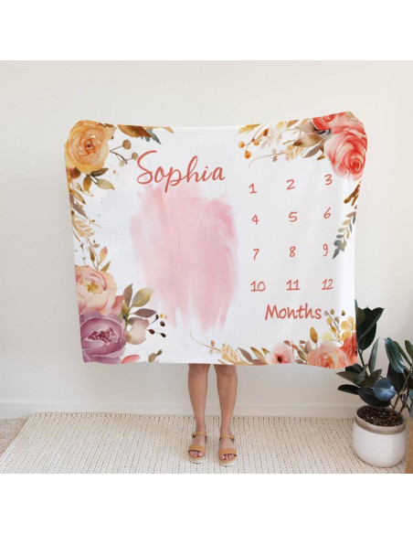 Manta de Hitos Floral Personalizada Genérico 127x152 cm