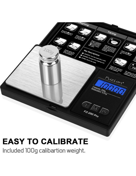 Báscula Digital de Precisión Fuzion 200g con Calibración