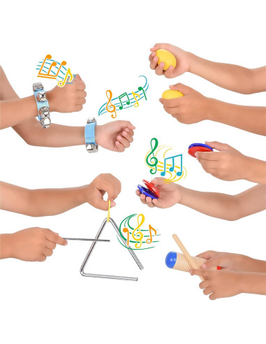 Conjunto de Instrumentos Musicales Boxiki Kids 16 PCS - Percusión Educativa para Niños 3+ Años