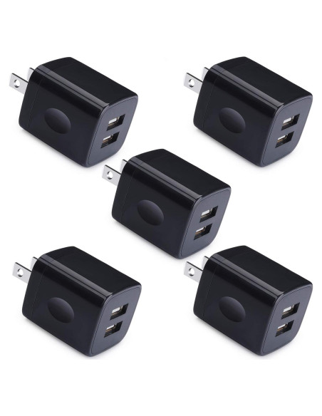 Cargador de Pared USB Doble UorMe 2.1A 5V Paquete de 5