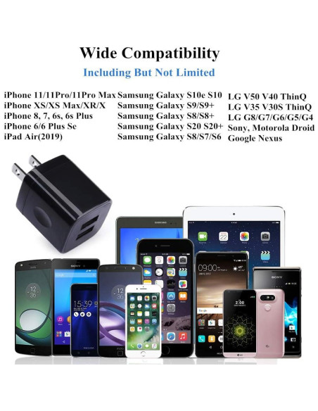 Cargador de Pared USB Doble UorMe 2.1A 5V Paquete de 5