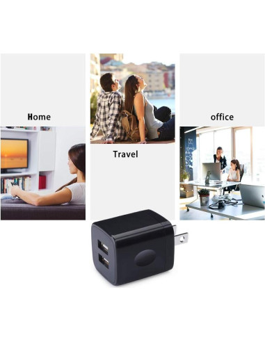 Cargador de Pared USB Doble UorMe 2.1A 5V Paquete de 5