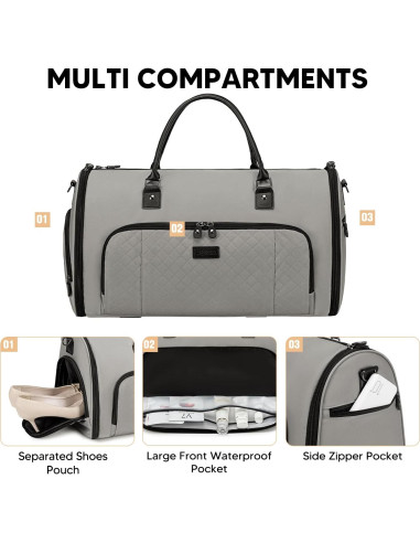 Bolsa de Ropa Convertible Vessgra 2 en 1 Gris 55.88x35.56x22.86cm