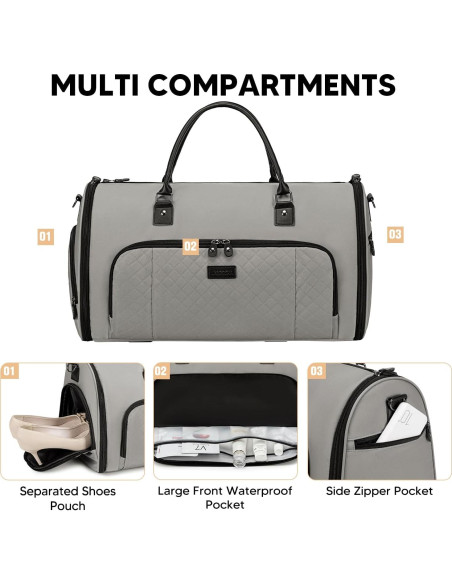 Bolsa de Ropa Convertible Vessgra 2 en 1 Gris 55.88x35.56x22.86cm