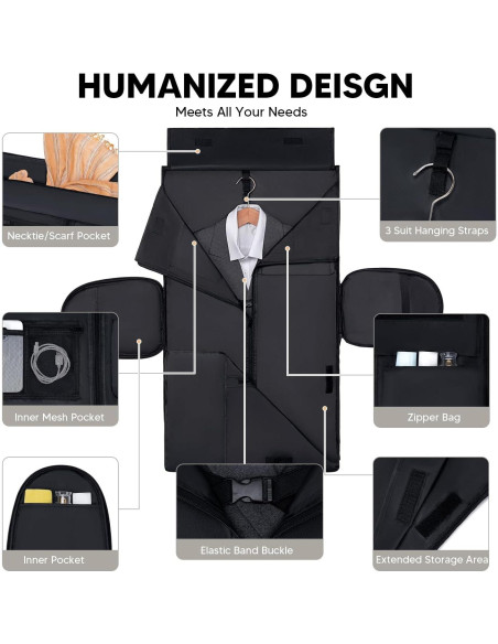 Bolsa de Ropa Convertible Vessgra 2 en 1 Gris 55.88x35.56x22.86cm