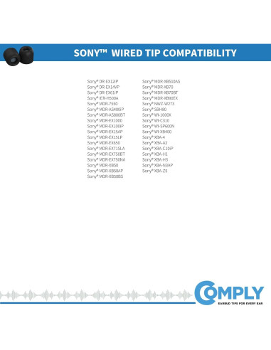 Consejos de Espuma de Memoria Comply para Sony MDR-XB50AP - Mediano (3 pares)