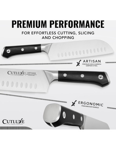 Cuchillo Santoku Cutluxe 17.8 cm Acero Alto Carbono Ergonomico