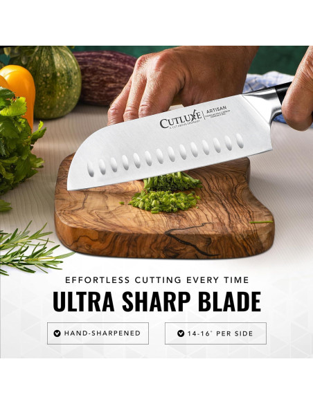 Cuchillo Santoku Cutluxe 17.8 cm Acero Alto Carbono Ergonomico