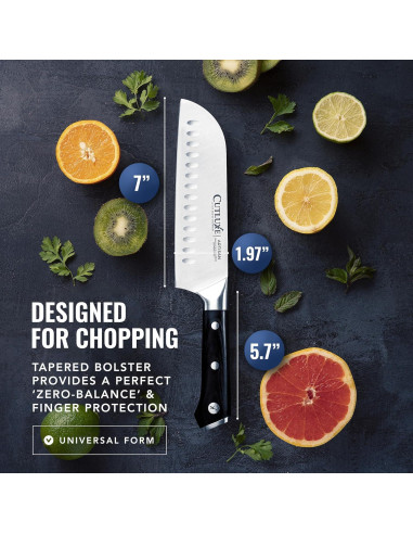 Cuchillo Santoku Cutluxe 17.8 cm Acero Alto Carbono Ergonomico