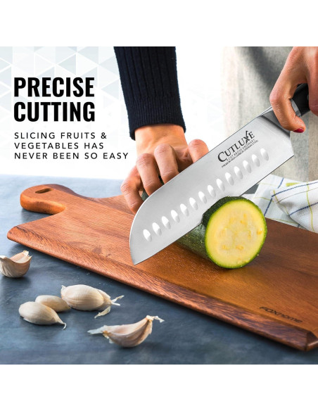Cuchillo Santoku Cutluxe 17.8 cm Acero Alto Carbono Ergonomico
