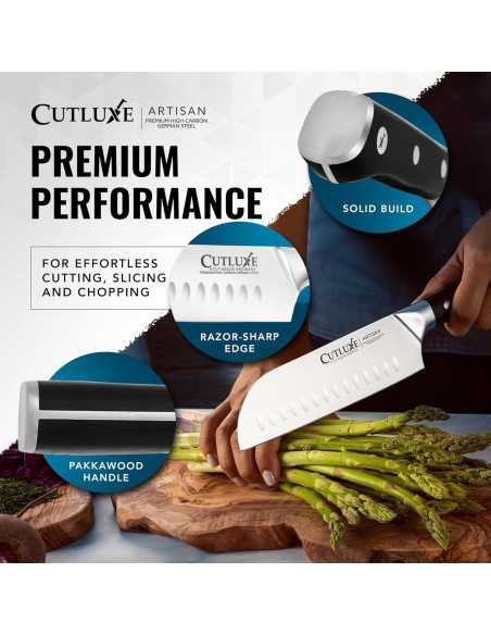Cuchillo Santoku Cutluxe 17.8 cm Acero Alto Carbono Ergonomico