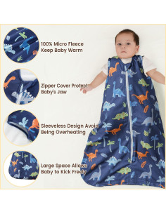 Saco de dormir PHF para bebés 0-6 meses, 2 paquetes, dinosaurio 2