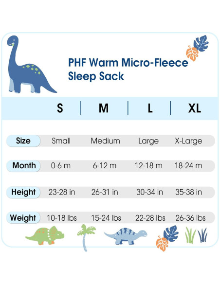 Saco de dormir PHF para bebés 0-6 meses, 2 paquetes, dinosaurio