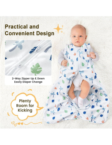 Saco de dormir PHF para bebés 0-6 meses, 2 paquetes, dinosaurio