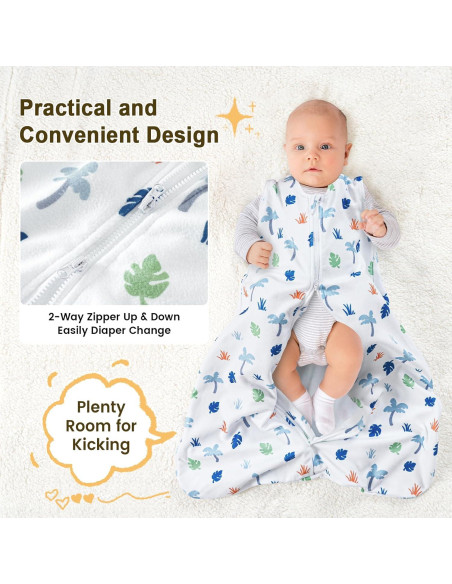 Saco de dormir PHF para bebés 0-6 meses, 2 paquetes, dinosaurio