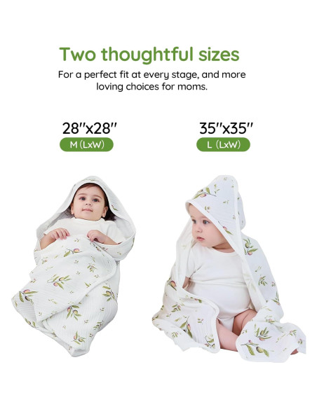 Toalla de Muselina con Capucha SUOSDEY 81x81 cm Verde Oscuro