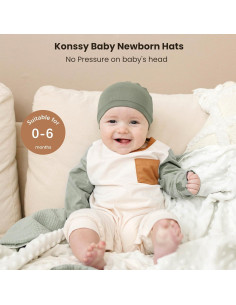 Konssy Paquete de 6 Gorras Suaves para Bebés 0-6 Meses 2