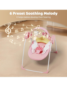 Hamaca para Bebés Rosa Princesa Ángel con Música y Temporizador 2