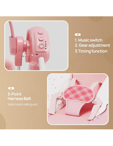 Hamaca para Bebés Rosa Princesa Ángel con Música y Temporizador