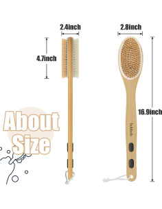 Esfregador de Espalda Bubbob con Mango Largo y Cerdas Duales 2