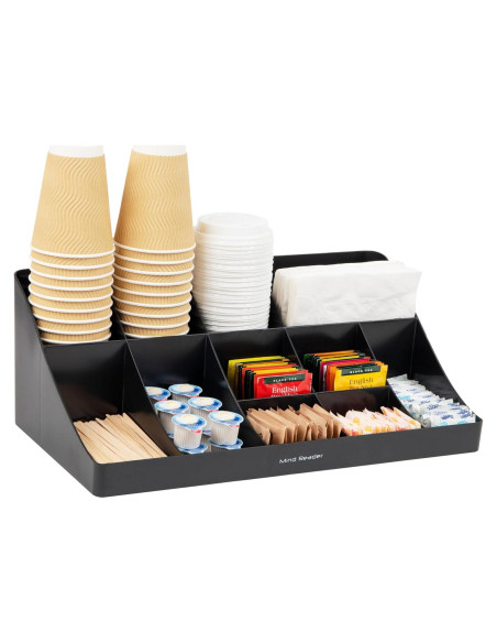 Organizador de Tazas y Condimentos Mind Reader 11 Compartimentos Negro