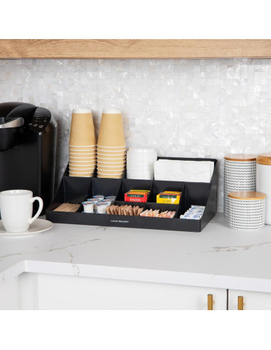 Organizador de Tazas y Condimentos Mind Reader 11 Compartimentos Negro