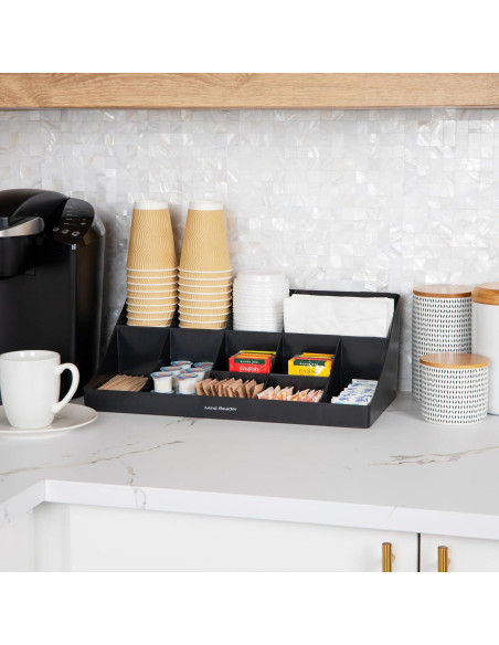Organizador de Tazas y Condimentos Mind Reader 11 Compartimentos Negro
