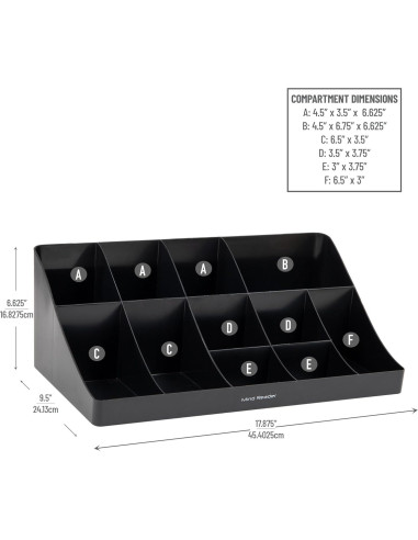 Organizador de Tazas y Condimentos Mind Reader 11 Compartimentos Negro