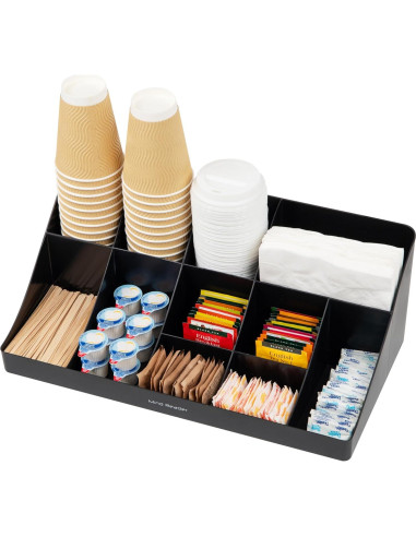 Organizador de Tazas y Condimentos Mind Reader 11 Compartimentos Negro