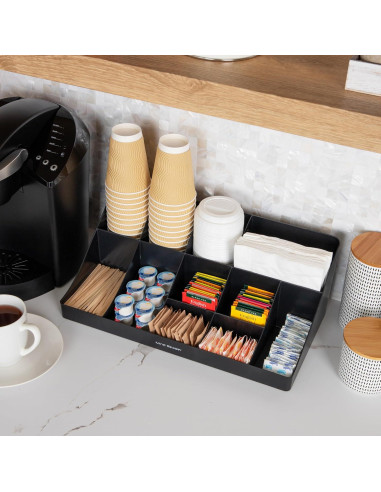 Organizador de Tazas y Condimentos Mind Reader 11 Compartimentos Negro