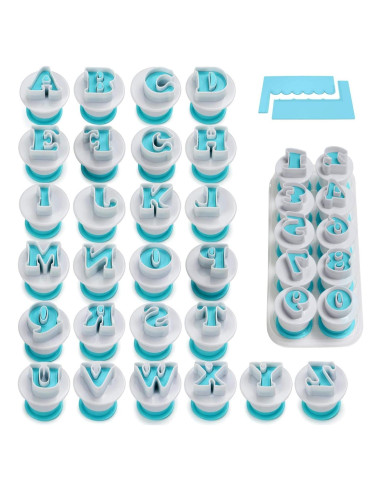 Molde de Galleta FANGSUN 36 Piezas Letras y Números DIY