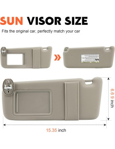 Visera de Sol Lado Izquierdo Beige ILONPA para Toyota Venza 2009-2016 2